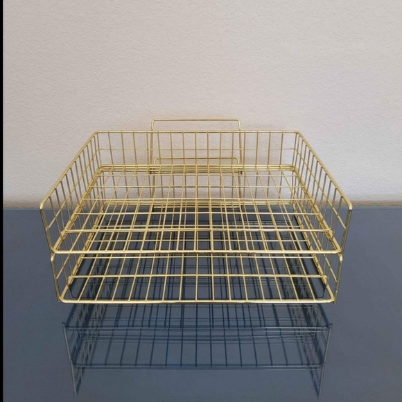 2 Gold Letter Tray Office Organizers - Stackable - Picture 3 of 5